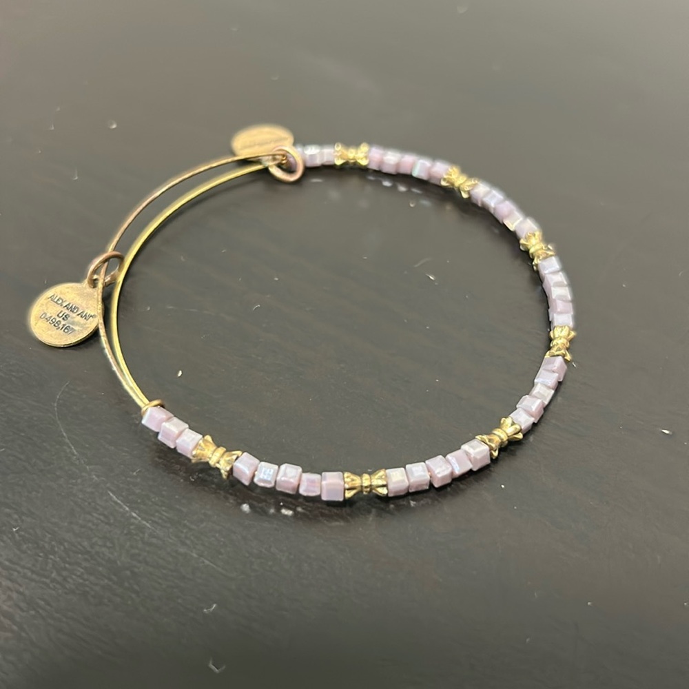 Alex + Ani amethyst, purple color Bracelet - with Gold Tone.  Adjustable.